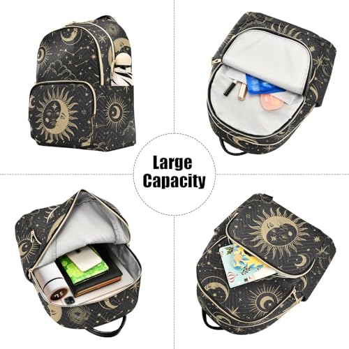 Image of ALAZA Sun Moon Stars Constellations Witchery Small Backpack Purse for Women Travel Bag Fashion Daypack Back Pack Shoulder Bag