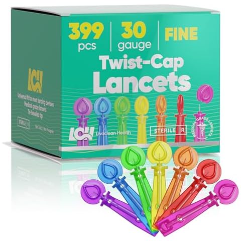 LivaClean 399CT 30G 30 Gauge Lancets for Diabetes Testing, Blood Testing - Sterile Diabetic Lancets, Fits Most Lancing Devices, Disposable Blood Sugar Lancets, Thin Needle Lancets for Diabetics Cover