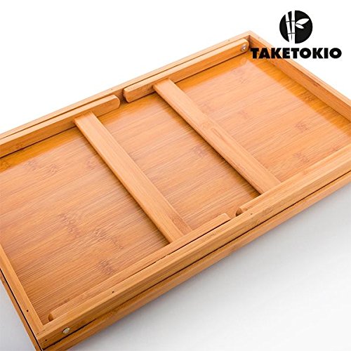 Lot DE 2 - Plateau sur Pied Petit Déjeuner au Lit Bambou