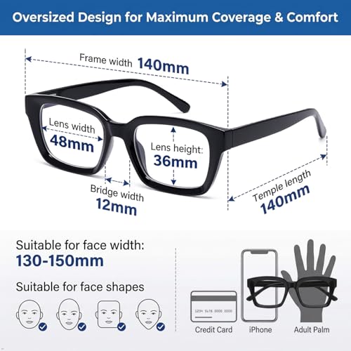 Image of Eyekepper 4 Pack Ladies Reading Glasses - Oversized Square Design Readers for Women +1.00