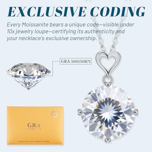 Moissanite Necklace for Women, Lab Grown Diamond Necklace, GRA Certified Moissanite Solitaire Pendant, 16"+2" S925 Sterling Silver Chain, Gift for Wife Mom Christmas Birthday3
