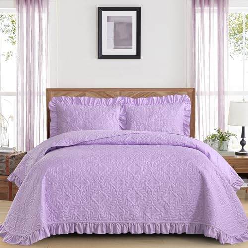 DJY Purple Quilt Set Twin Size Lightweight Soft Bedspread Coverlet Set Bedding Set 2 Pieces for All Season (86