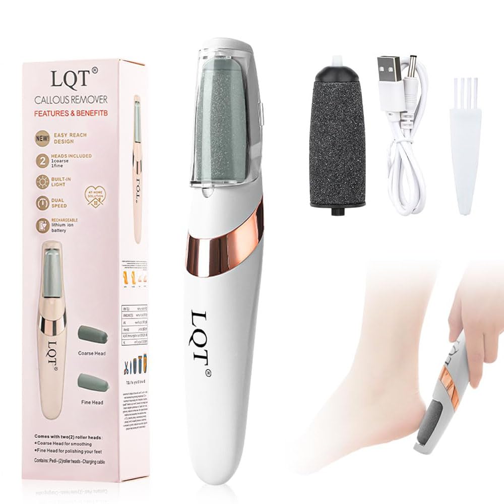 Lima eléctrica para pies, removedor de callos recargable para piel dura y agrietada, kit de pedicura en casa para pies lisos (hombres y mujeres) (blanco)