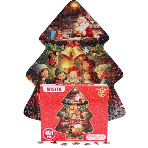 451 Pieces Adult Jigsaw Puzzle Christmas Tree Shape Puzzles for Adult, Puzzle Gift for Friends Family