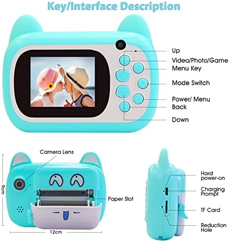 TOYOGO Instant Camera for Kids, 2.4 Inch LCD Screen Kids Print Camera, Digital Camera for Children with 6x Zoom, 24 M Pixels Dual Lens & 1080P Video Recorder, Gift for Boys and Girls