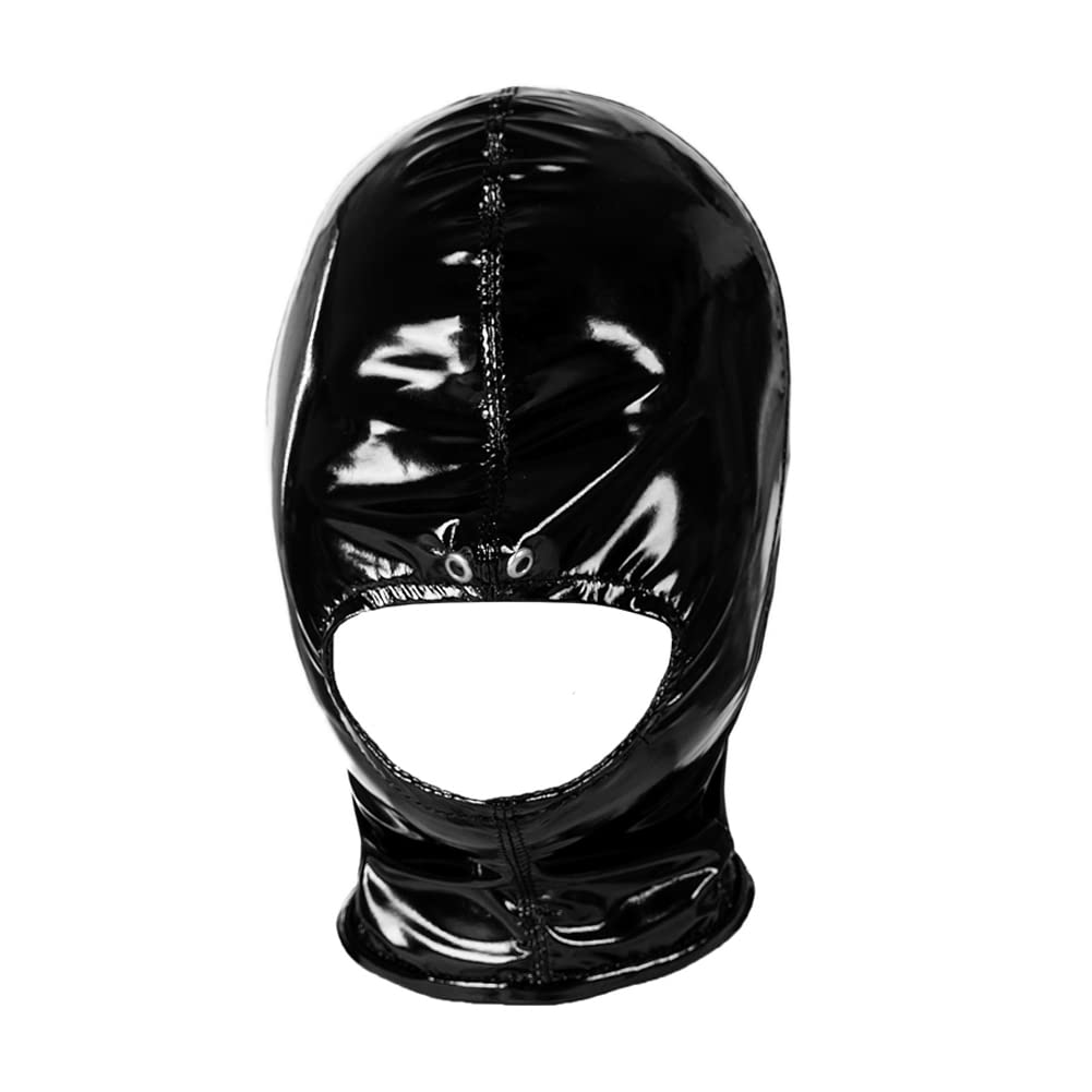 SXOVO Maschera in lattice Apertura bocca con cerniera Nero Bondage SM Maschera testa Fetish BDSM Sexy Schiavo Maschera in pelle (Medio)