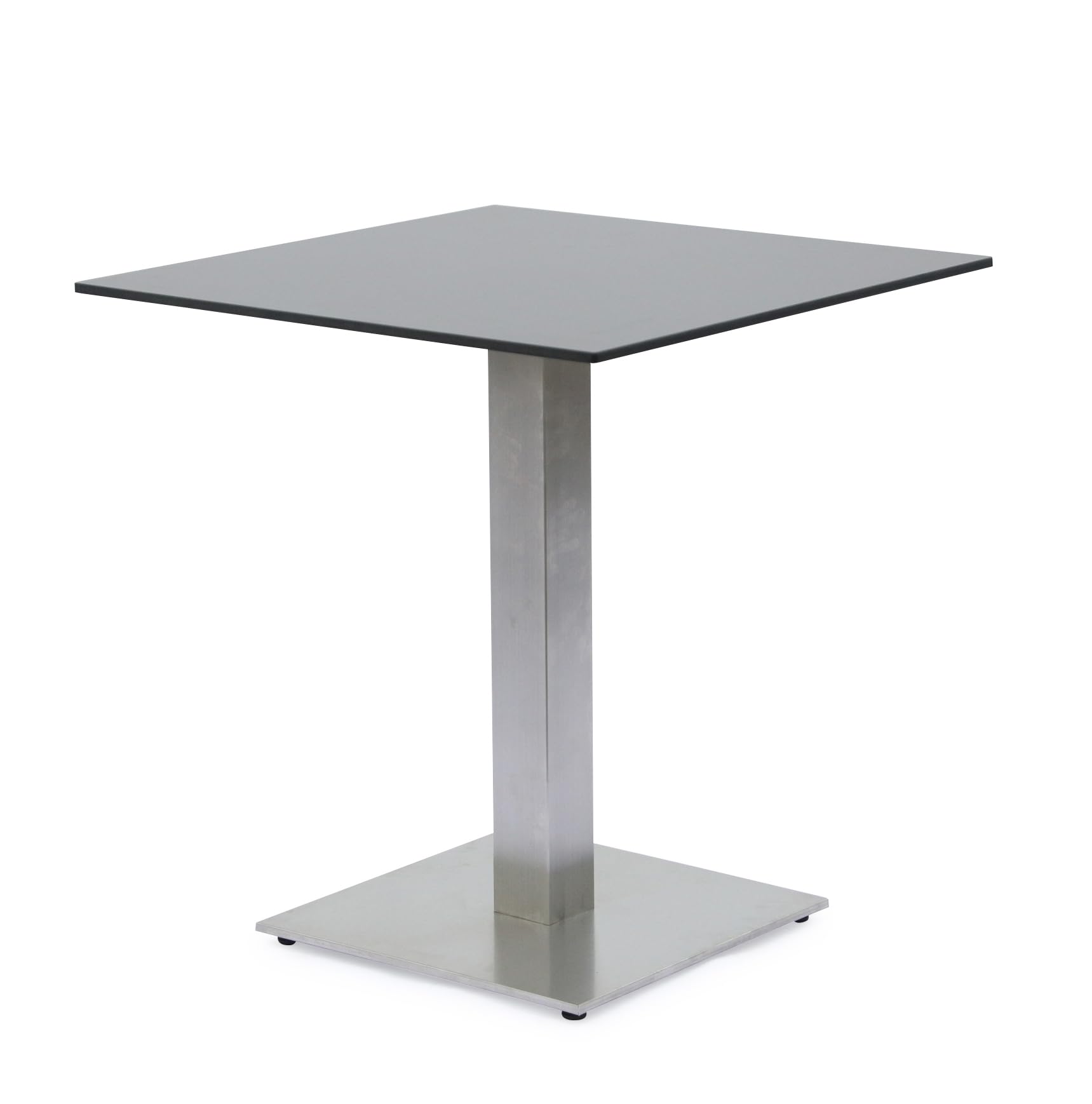 METRO Professional Mesa de Bistro Cuadrada, Acero Inoxidable, 70 x 70 cm, Tablero Antihuellas, Mesa de Bar con Pies Ajustables, Negro/Plata