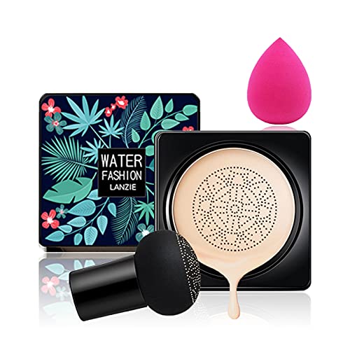 Mushroom Head Air Cushion CC Cream Foundation , Makeup Base Long Lasting Matte Concealer with Makeup Sponge, Ivory
