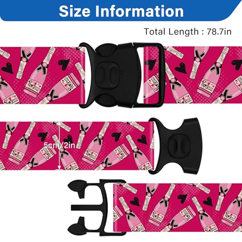 Image of 2 Pack Luggage Straps for Suitcases, Adjustable Travel Belt with Double Lock and Quick Release Buckle, Heavy Duty Nylon Bag Packing Strap, Bright Identifiers Business Travel Accessories-Pink Bottles