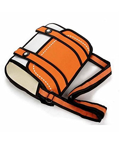 Xugq66 3D Style 2D Drawing Cartoon Bag Comic 3D Messenger Bag (Orange) #TOP1