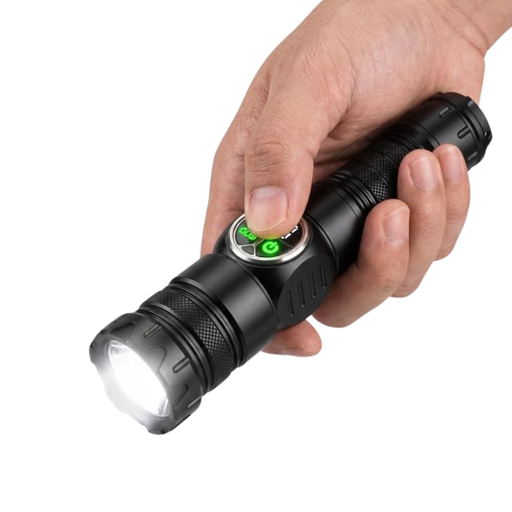 Drumstone (𝐒𝐩𝐞𝐜𝐢𝐚𝐥 𝟏𝟓 𝐘𝐞𝐚𝐫𝐬 𝐖𝐚𝐫𝐫𝐚𝐧𝐭𝐲 1500m LED COB Zoom Flashlight – Long Range Rechargeable Torch with Digital Display, Aluminum Body, IP65 Waterproof Portable Light-image-36