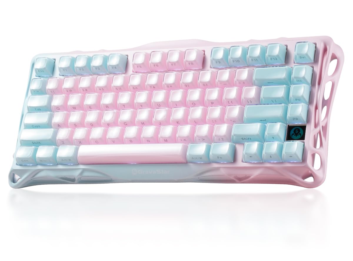 GravaStar K1 Lite スターリーピンク Amazon.com: GravaStar Mercury K1 Lite 75% Gaming Keyboard, 2.4GHz