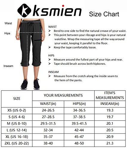Ksmien Women's Lightweight Hiking Capri Pants Quick Dry Workout Cargo Capris Water Resistant Upf 50+ Zipped Pockets #TOP5