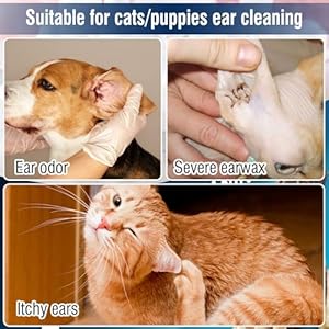 Cotton Swab for Pets, 110 pcs Dog Ear Cleaner Buds, Safety Dog Ear Infection Treatment, Specially Designed Cotton Sticks for Puppy and Kitten Ear Care