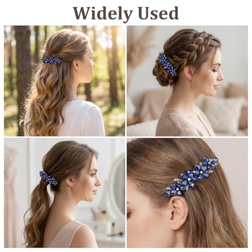 2 pinzas para el cabello con cristales azules miniatura 4