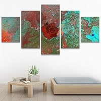 SIGNWIN 5 Panel Canvas Wall Art Abstract Closeup Colorful Digital Art Lights for Home Decorations Ready to Hang - 60
