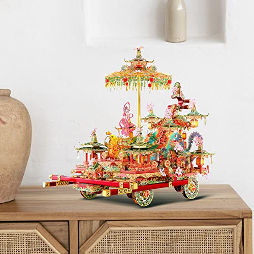 Piececool 3D Metal Puzzles For Adults, 360 Degree Rotating Music Box Phoenix Festoon Vehicle Model Kit Building Blocks Puzzles For Teens Stem Toys Diy Craft Home Decor - 641 Pcs #TOP5