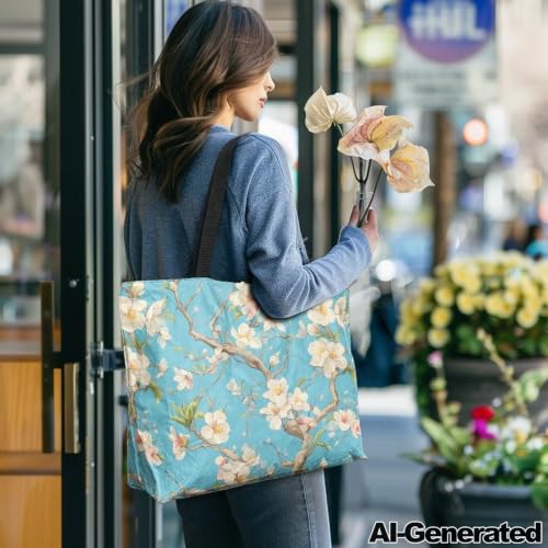 Image of Art Lover Zippered Tote Bag Waterproof Large Work Tote Bags, Artwork Women's Purse Handbags Travel Totes