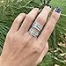 Sterling Silver Ethnic Boho Wide Band Ring, Handmade Tribal Gypsy Adjustable wrap around ring With Geometric Engraving, fit as Thumb Ring, Gift for Her