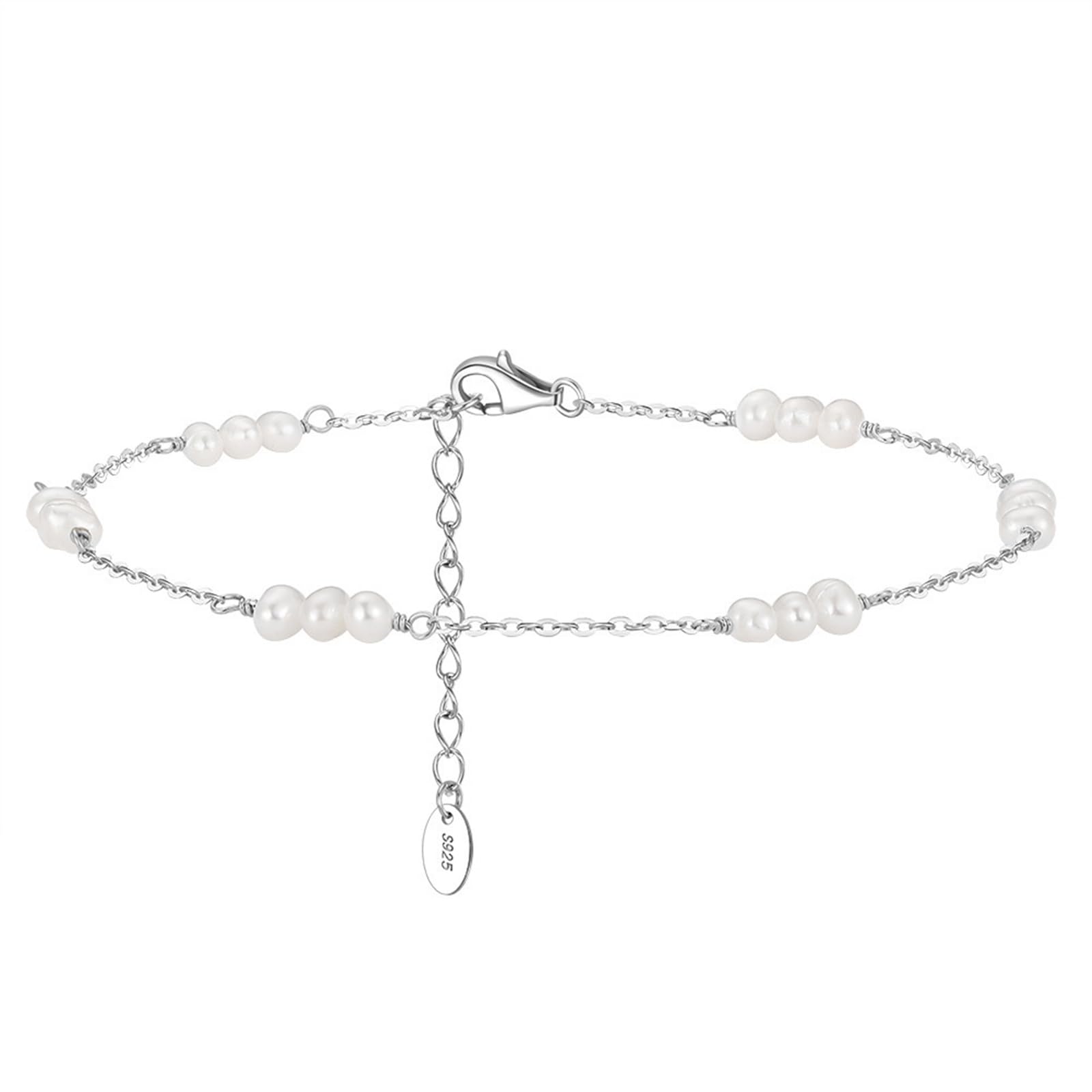 Cavigliera Argento 925 Donna, Cavigliera Donna Estiva Catena con Perla 3MM, Bracciali alla Caviglia da Spiaggia Piede Catena Cavigliere Regolabili per Donne