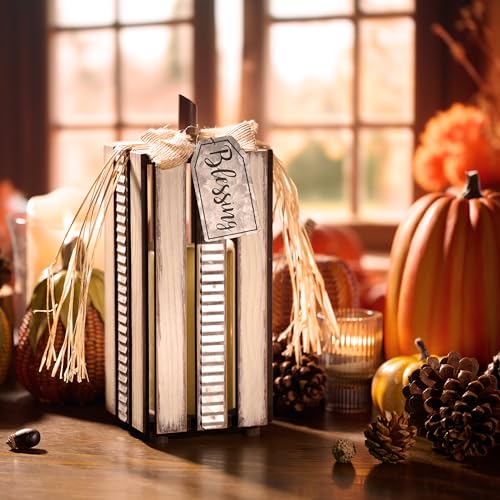 Valery-Madelyn-Wooden-Lantern-Fall-Decorations-for-Home-Lighted-Halloween-Decor-Table-Centerpiece-126-Inch-White-Pumpkin-Thanksgiving-Farmhouse-Decorative-Lantern-Flameless-Candles-for-Autumn Valery Madelyn Wooden Lantern Fall Decorations for Home Lighted Halloween Decor Table Centerpiece 126 Inch White Pumpkin Thanksgiving Farmhouse Decorative Lantern Flameless Candles for Autumn