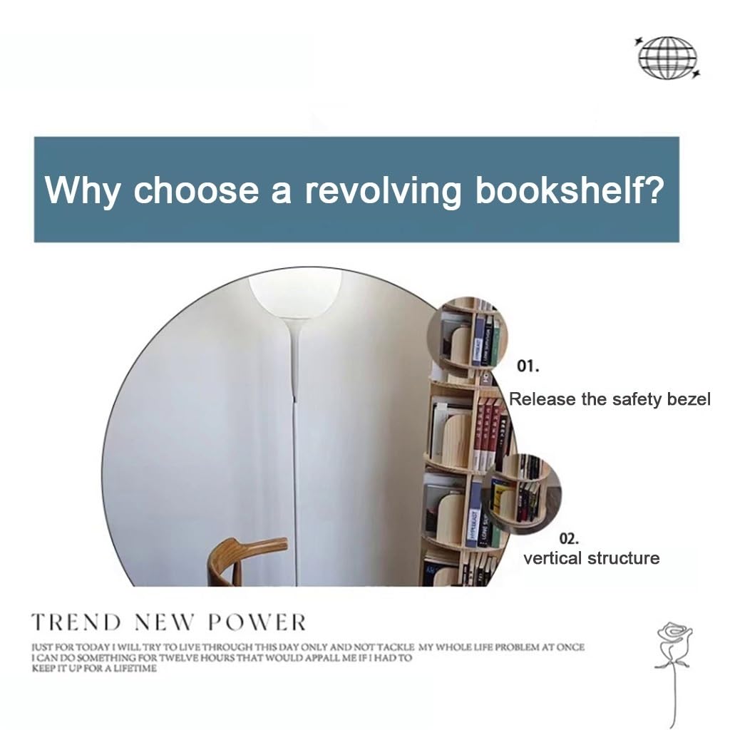 Mobile Rotante Libreria Girevole A 360° Con 6 Livelli - In Bambù, Organizer Per Casa E Ufficio, Design Vintage Scaffale Rotante Bambù 6 Piani Organizer 360 Gradi