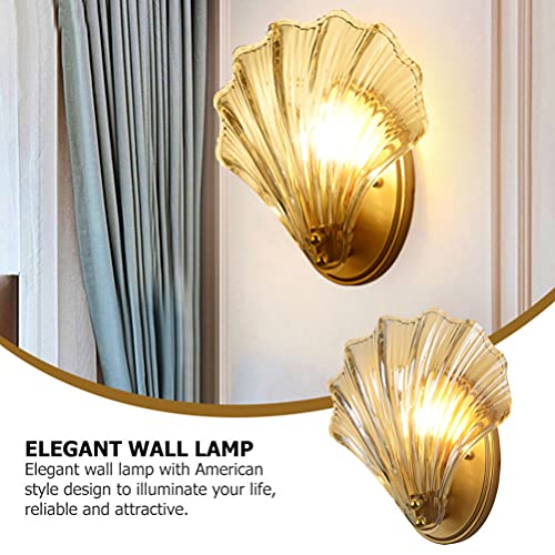 Image of OSALADI Crystal Wall Sconce Lighting American Style Nautical Sea Shell Modern Wall Lamp Indoor Hallway Sconce Light Fixtures for Bedroom Living Room Decor