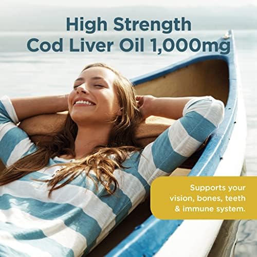 Healthspan Cod Liver Oil 1,000mg (120 Capsules) | Rich in Omega 3 Fatty Acids DHA & EPA | Brain, Eyes & Heart Health | Vitamin A & D3 | Vision, Bones, Teeth & Immune | Sustainably Sourced