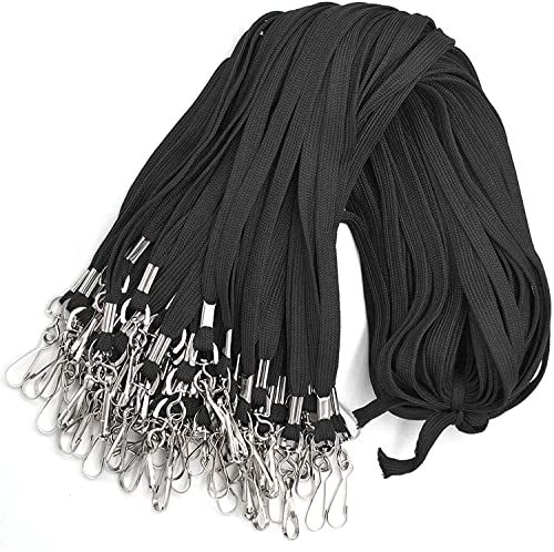 Bird Fiy Black Lanyard 100 Pack Bulk Badge Lanyards for ID Badges Neck Cruise Name Tag ID Holder