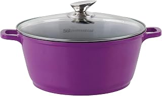 SQ Professional NEA Die-Cast Aluminium Stockpot with Lid 3-Layer Non-Stick Coating (Purple, 30cm)