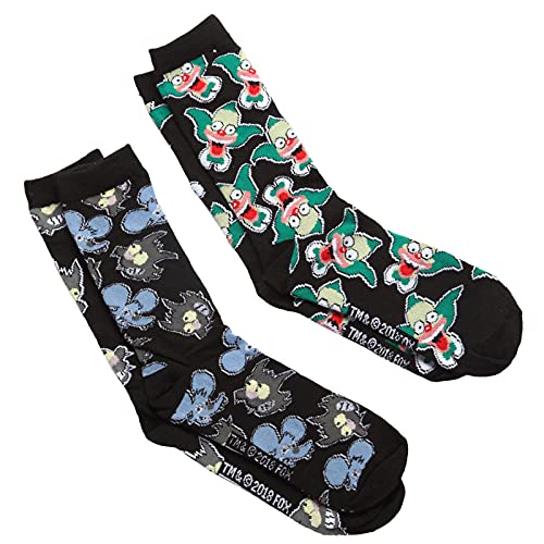 Hypnotic Hats The Simpsons Krusty/Itchy & Scratchy Adult 2-pack Crew Socks