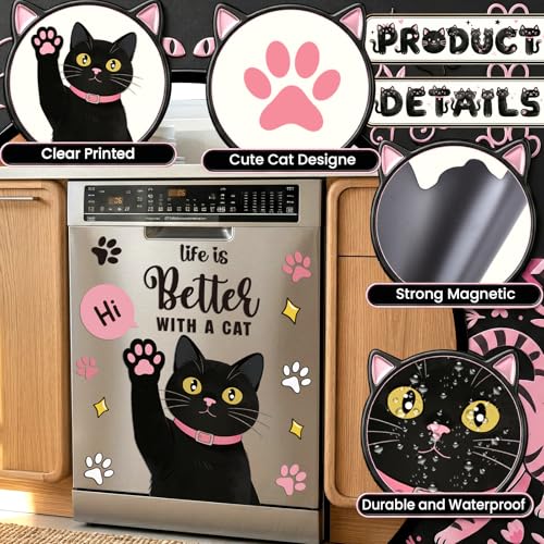 Imán decorativo para lavavajillas gato negro miniatura 3
