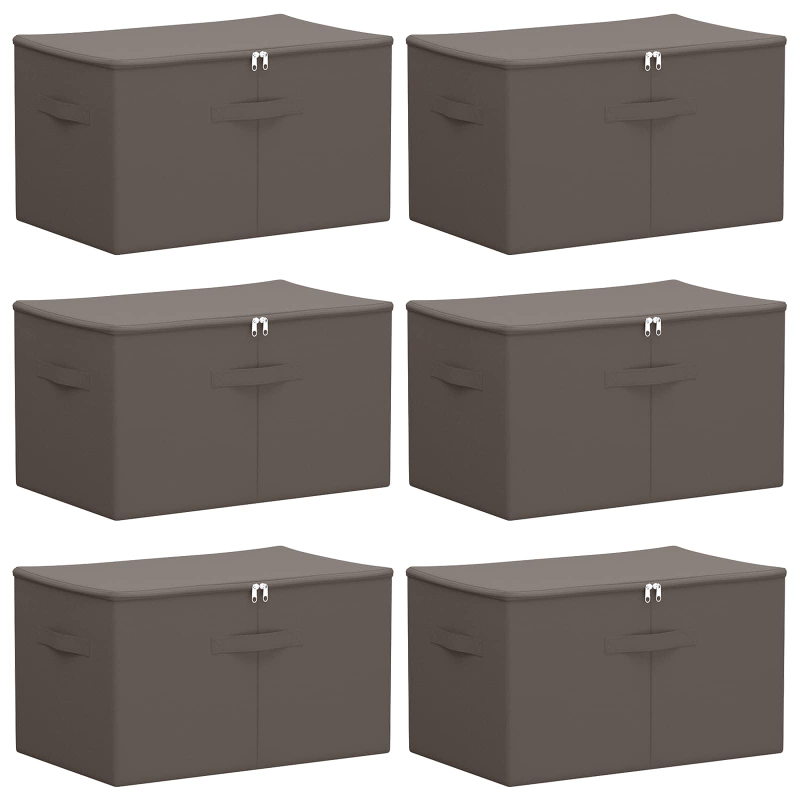 Scatola Di Stoccaggio Con Finestra Laterale Trasparente 6 Pcs Antracite | Tessuto non tessuto traspirante, 55x35x32 cm, pieghevole, doppie cerniere, maniglie laterali, per sotto letto