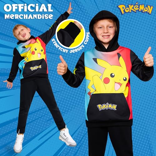 Image of Pokemon Hoodie for Boys & Teens Hooded Sweatshirt Warm Anime Pikachu Sweater