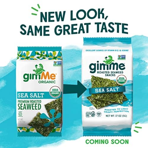 Image of gimMe Seaweed, Sea Salt, 6 Count, Pack of 2 | Organic | Keto & Vegan | Gluten Free | Source of Iodine
