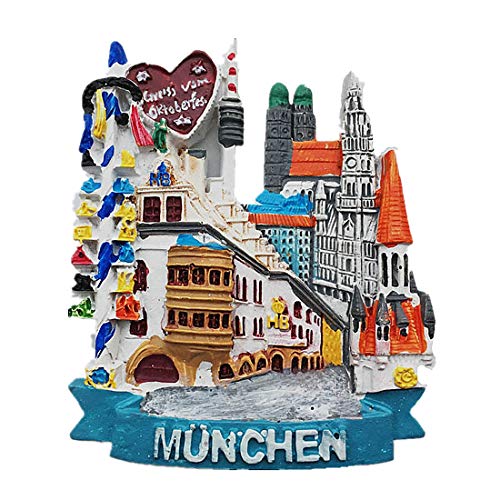 Magnete 3D da frigorifero con vista stradale di Monaco di Baviera, decorazione per la casa e la cucina, magnete magnetico per frigorifero