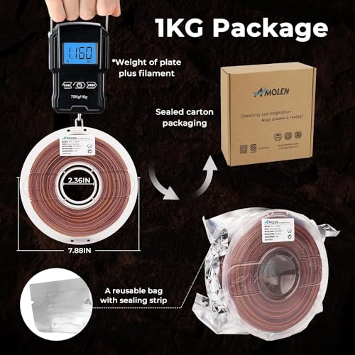 Image of AMOLEN Rock PLA Filament 1.75mm,Rainbow Marble PLA 3D Printer Filament, 1kg Spool (2.2lbs), 3D Printing Filament Dimensional Accuracy + /- 0.02 mm, Fit Most FDM Printer (Red Limestone)