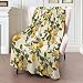 ICAAV Lemon Botanical Blanket 50×60 Inch,Vintage Hand Drawn Citrus and Blueberry Lightweight Flannel Throw with Script Background,French Country Home Decor,Gifts for Girls,Women