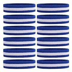 12 Headbands - Blue/White/Blue