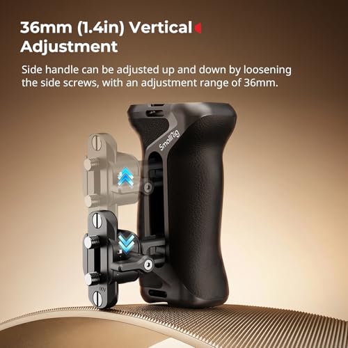 Image of SmallRig Aluminum Camera Side Handle with NATO Clamp, Universal Ergonomic Side Handgrip with 36mm Vertical Adjustment, NATO Rail Included