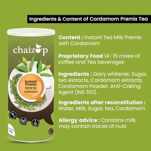 Image of Chaizup Premium 1 Min Instant Assorted Tea Pack - 1kg Cans (Pack of 2) | Ginger & Cardamom Flavours | Approx. 144 Servings | 2kg