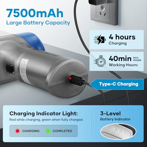 Image of SakerPlus Mini Vacuum Cleaner, 3 in 1 Car Vacuum Cleaner High Power, 15000PA Powerful Suction, Air Duster, 7500mAh, Adjustable Small Vaccum Portable Cordless for Cars,Desktop,Home- Light Blue