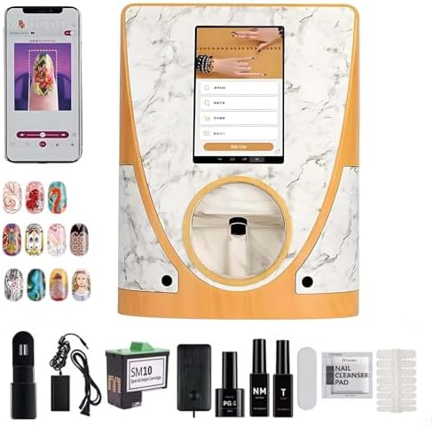 Nail Printer Machine 2400DPI with 10.1" Touch Screen, Smart App Control, Fast 10s Printing, DIY Manicure, ABS Body - Ideal for Nail Studios & Enthusiasts (Yellow)