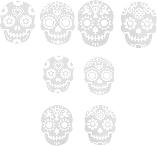 8 plantillas de pintura de calavera para Halloween, plantillas de pintura de plástico para niños, papel, vidrio, madera, paredes