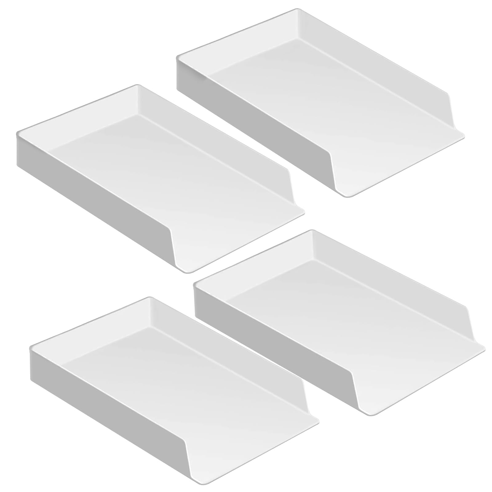 4 Pcs Light Gray Stackable Paper Trays for Letter Documents, Letter Tray File Organizer for Desk, Desktop File Organizers for Office Supplies, Desk Tray Holder for Office Desktop Paper File Magazine
