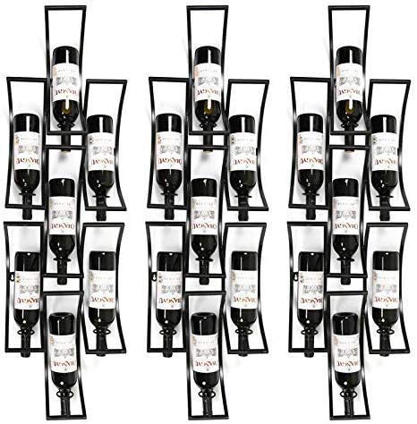 Porte-bouteille de vin mural MiroDo avec support pour verres à pied - 5