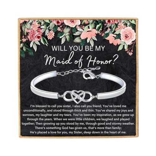 Will You Be My Maid of Honor Bracelet for Sister | Wedding Proposal Card for Maid of Honour Jewelry with Message Card, Wedding Party Gift, Bridesmaid Proposal, Sister Keepsake