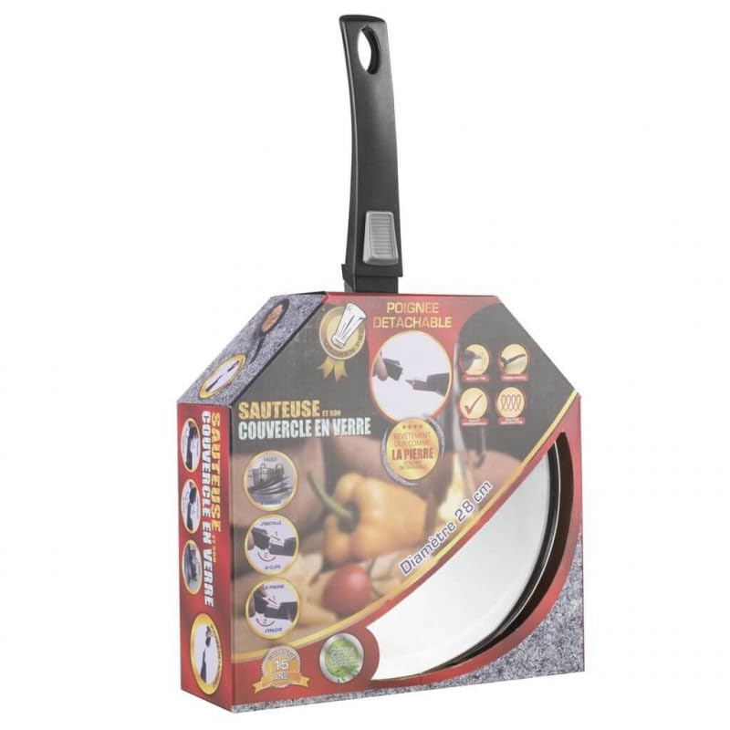 Sartén con forma de piedra, mango extraíble, 24 cm