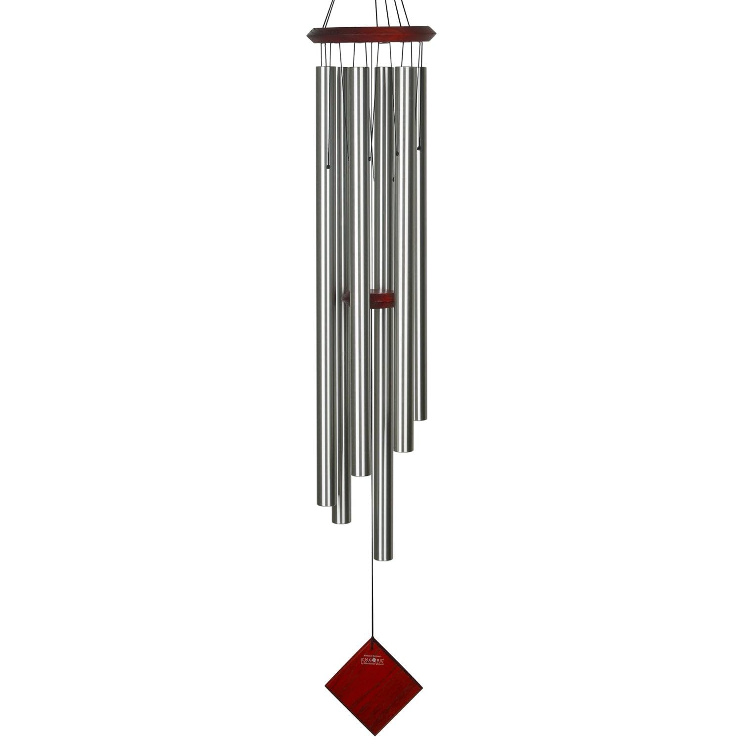 Woodstock Chimes Encore Neptuno Plateado Carrillón para Jardín - 6 Tubos Afinados Color Plateado