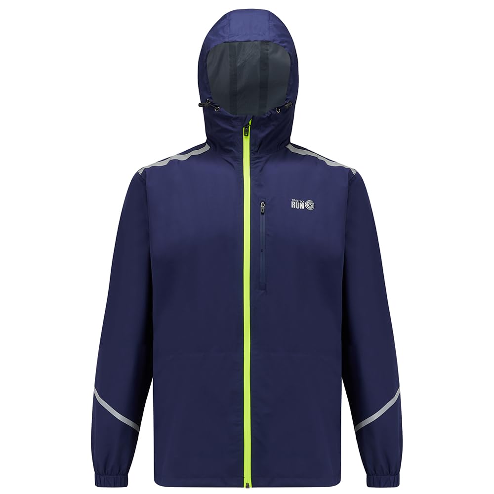Time To Run Imperméable Veste de Course a Pied pour Homme avec Poches - Légère Coupe-Vent Respirant - Idéal pour l'exercice et Le Jogging - de